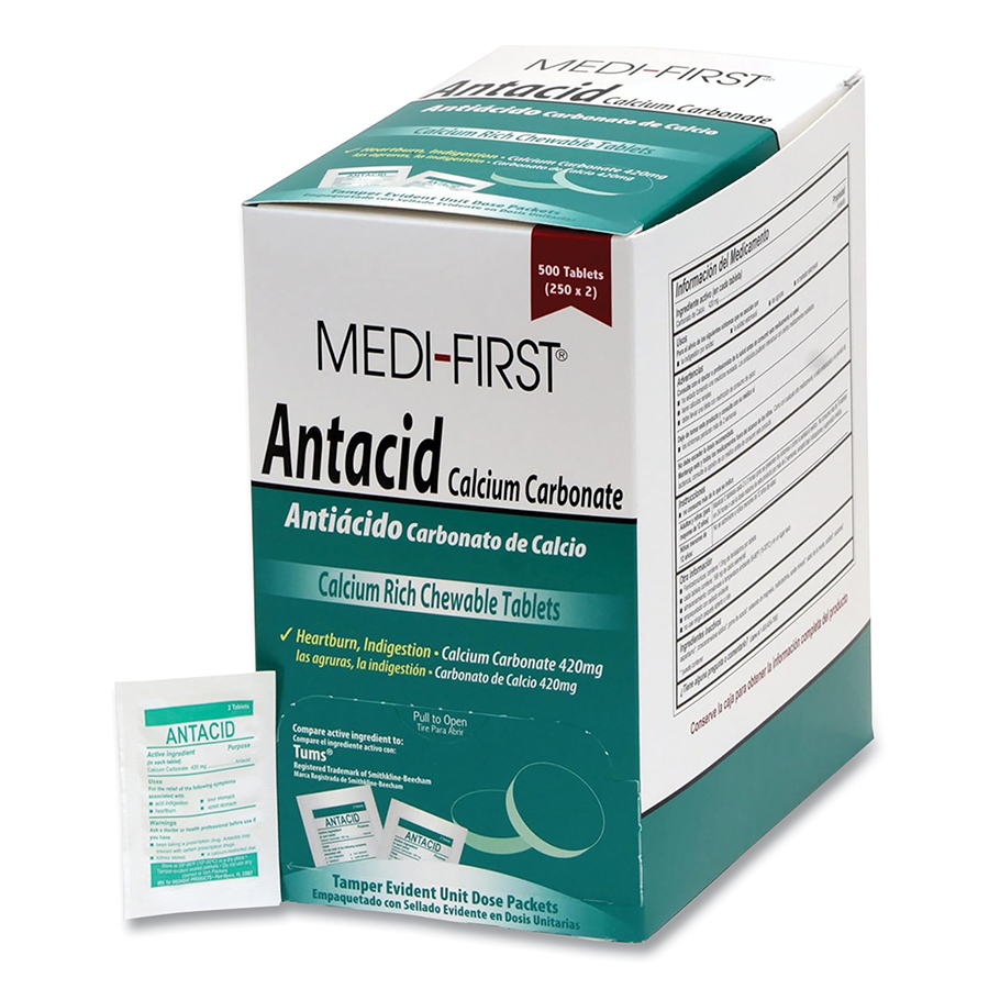 (image for) Medi-First Antacid, Chewable Tablets, Mint flavor