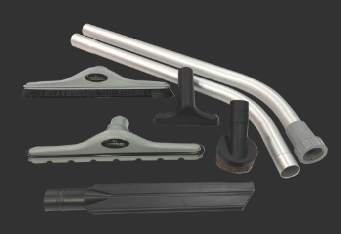 (image for) Mosquito Standard 6-Piece Tool Kit - Includes 54" S-Bend Aluminum Wand, 14" Scalloped Floor Tool, 14" Nylon Floor Tool, 3" Natural Fiber Dusting Brush, 5" Upholstery Tool, 17" Crevice Tool. 