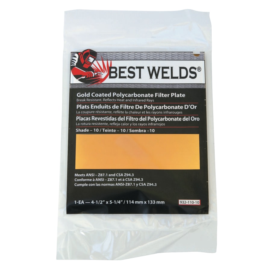 (image for) Best Welds Gold Coated Filter Plate, Gold/10, 4-1/2 in x 5-1/4 in, Polycarbonate