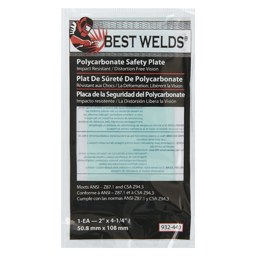 (image for) Best Welds Safety Plate, 2 in x 4-1/4 in, Polycarbonate, Clear