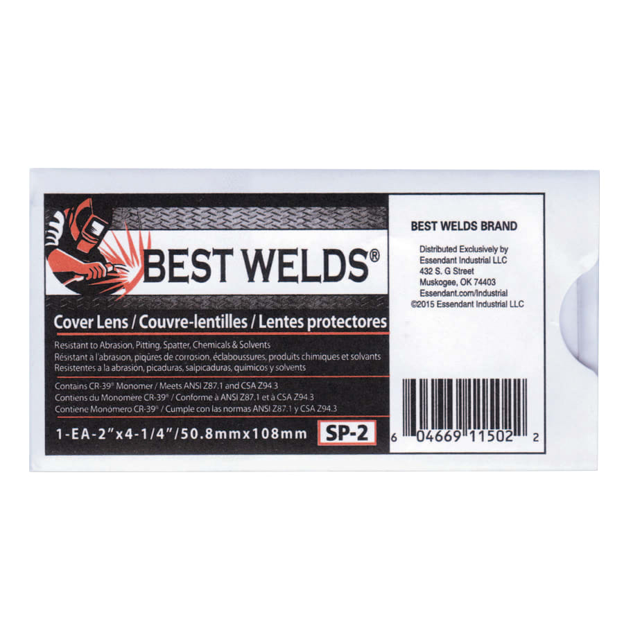 (image for) Best Welds Cover Lens, Scratch/Static Resistant, 4-1/4 in x 2 in, 100% CR-39 Plastic