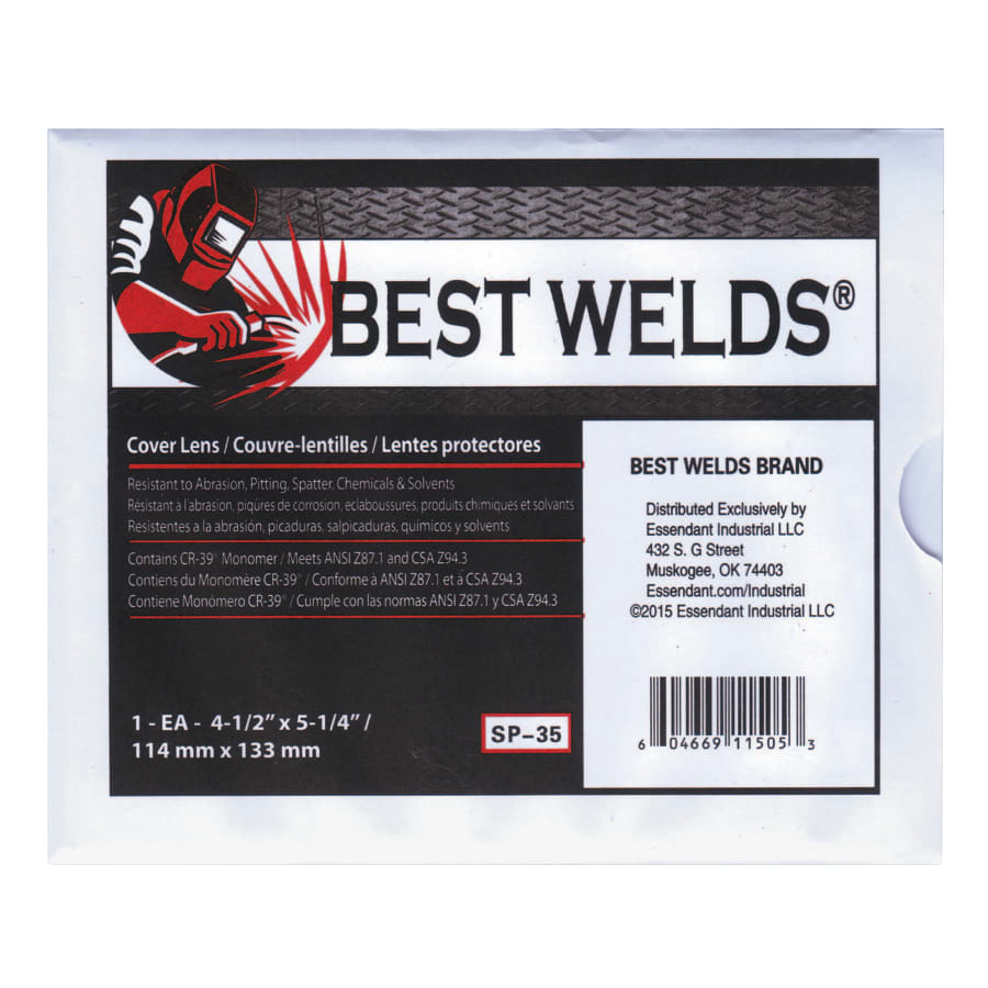 (image for) Best Welds Cover Lens, Scratch/Static Resistant, 4-1/2 in x 5-1/4 in, 70% CR-39 Plastic