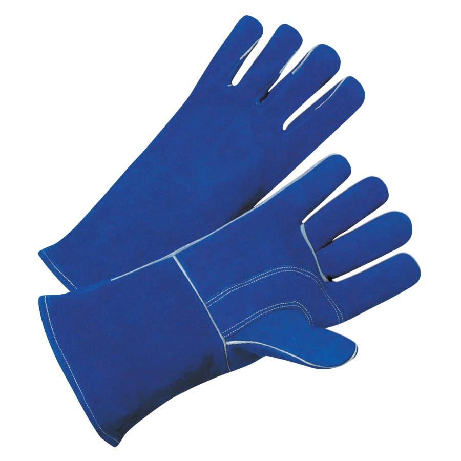 (image for) Best Welds 7344 Leather Welding Gloves, Leather, 4 in cuff, Cotton Lining, Blue, Large