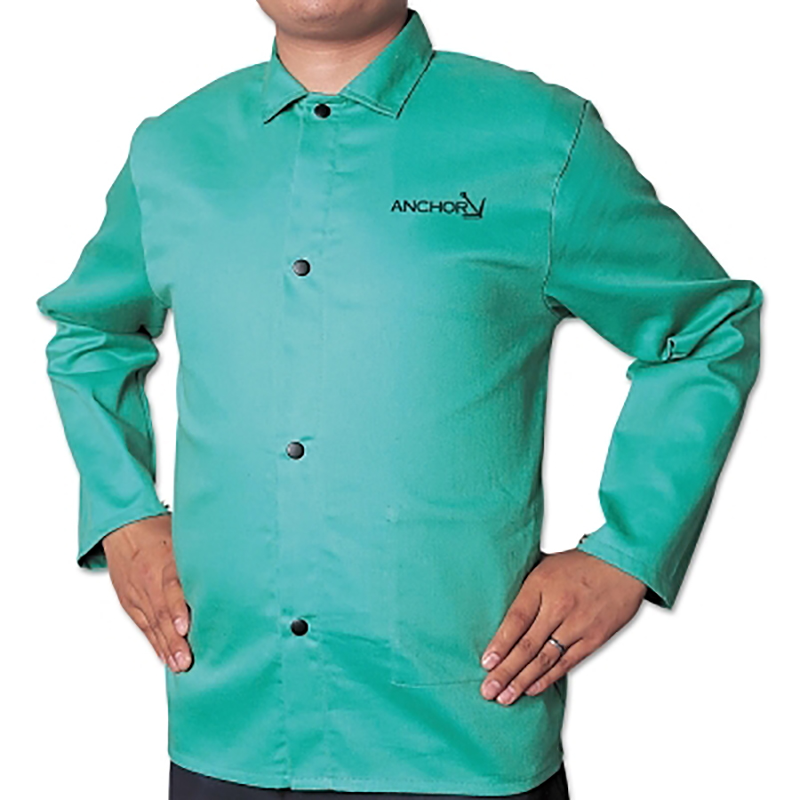 (image for) Best Welds Flame Retardant (FR) Cotton Sateen Jacket, Visual Green, 3X-Large