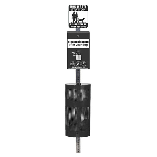 (image for) Standard Dog Waste Station, ONEpul Header Bag, Round Can (Most Popular), Black