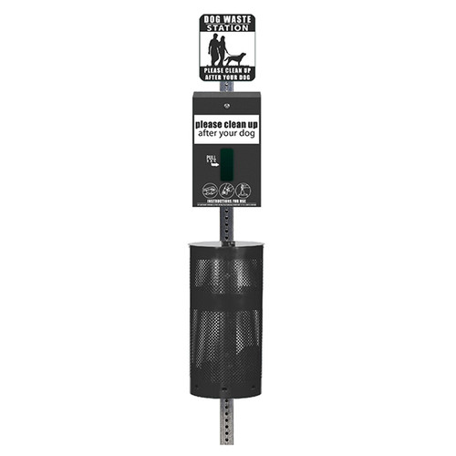 (image for) Standard Dog Waste Station, MittN Bag, Round Can (Most Popular), Black
