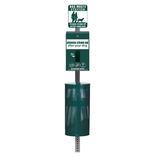 (image for) Standard Dog Waste Station, MittN Bag, Round Can (Most Popular), Green