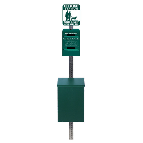 (image for) Standard Dog Waste Station, Tie-Handle Roll Bag, Square Can, Green