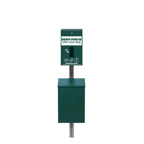 (image for) Low Profile Dog Waste Station, MittN Bag, Square Can, Green
