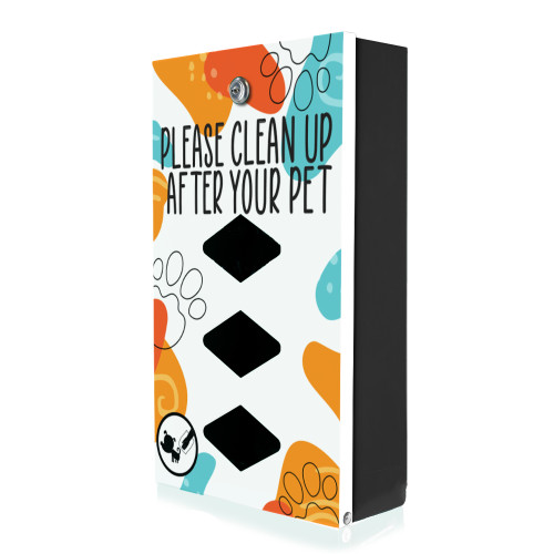 (image for) Abstract Paw Designer Dog Waste Station, Dispenser Only, Roll Bag, Black