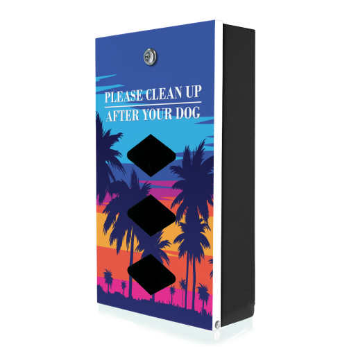 (image for) Sunset Palms Designer Dog Waste Station, Dispenser Only, Roll Bag, Black