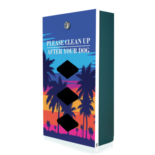 (image for) Sunset Palms Designer Dog Waste Station, Dispenser Only, Roll Bag, Green