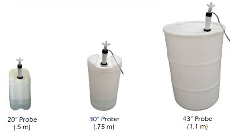 (image for) Knight OP Elite 30" Low Level Alarm probe with sensor and suction tube, suitable for 15 gal, or 60L containers, accommodates 1 t