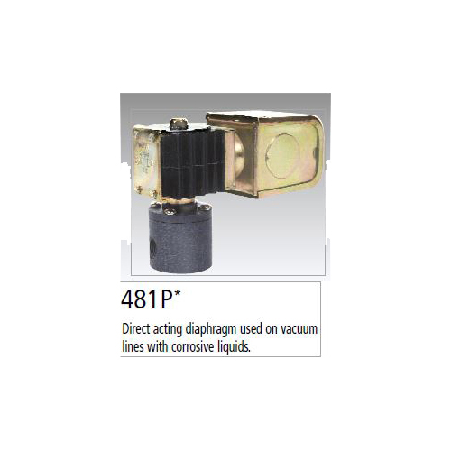 (image for) DEMA Direct Acting Corrosive Liquid Solenoid Valve used on Vaccum Lines, 1/8" NPT, 5/32" Orifice Diameter, 0.27 CV Flow Factor,
