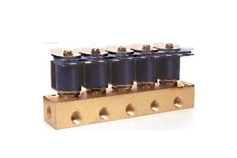 (image for) DEMA Brass Manifold Valves, Non-Metering, 1/4" NPT Five Station with Spade Coil