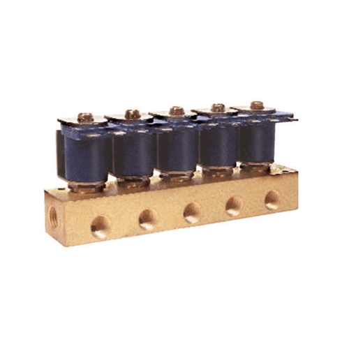 (image for) DEMA Stainless Steel Manifold Valves, Non-Metering, 1/4" NPT Five Station with Spade Coil