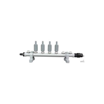 (image for) DEMA Flush Manifold, 4 Station, 3/8" Barb on Chemical Ports, 1/2" Barb on Outlet